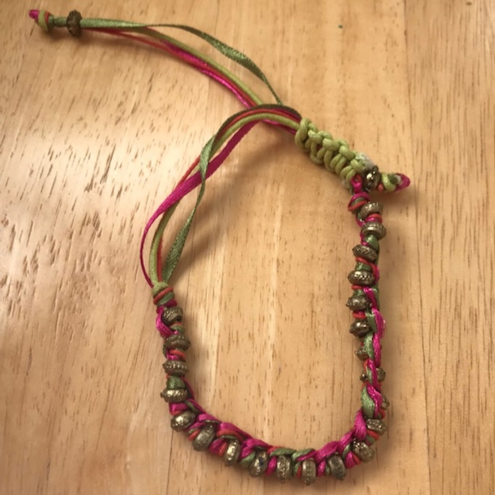 Macrame Anklet Handmade Bead Adjustable Boho VTG